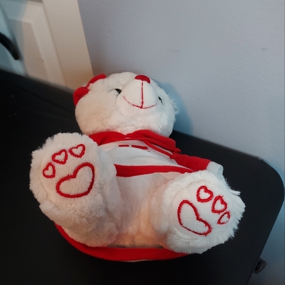 Denmark White/Red Stuffed Animal Bear 9in - Picture 5 of 6